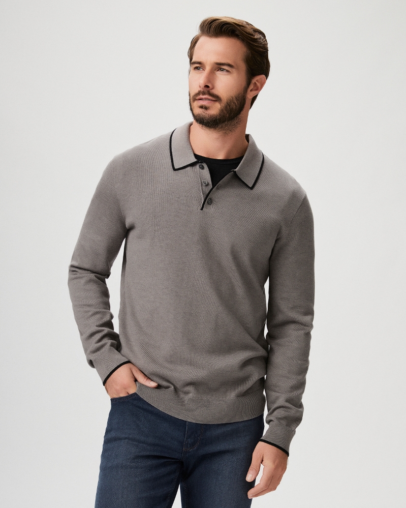 Dobson Sweater Polo - Iris Slate/Black Sapphire